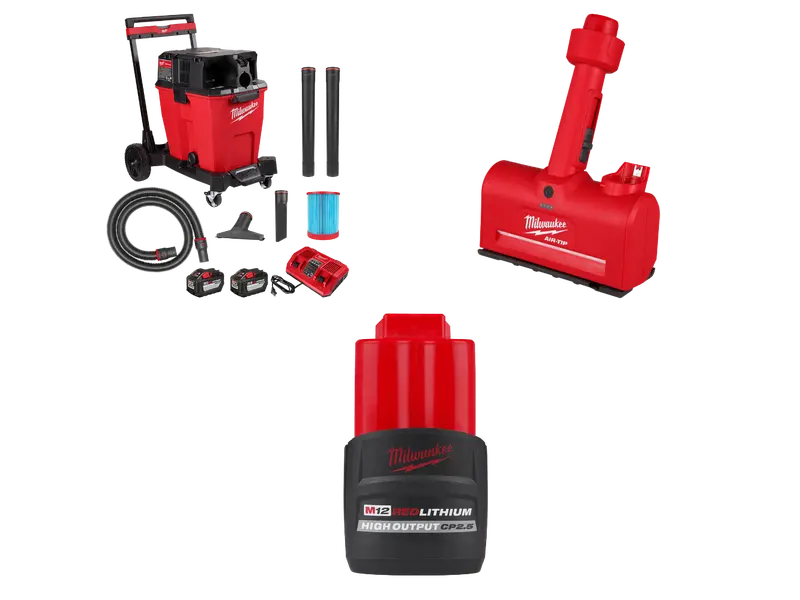 Milwaukee 0930-22Hdat M18 Fuel 18V 12 Gallon Vacuum W/ M12 Nozzle And Battery 1