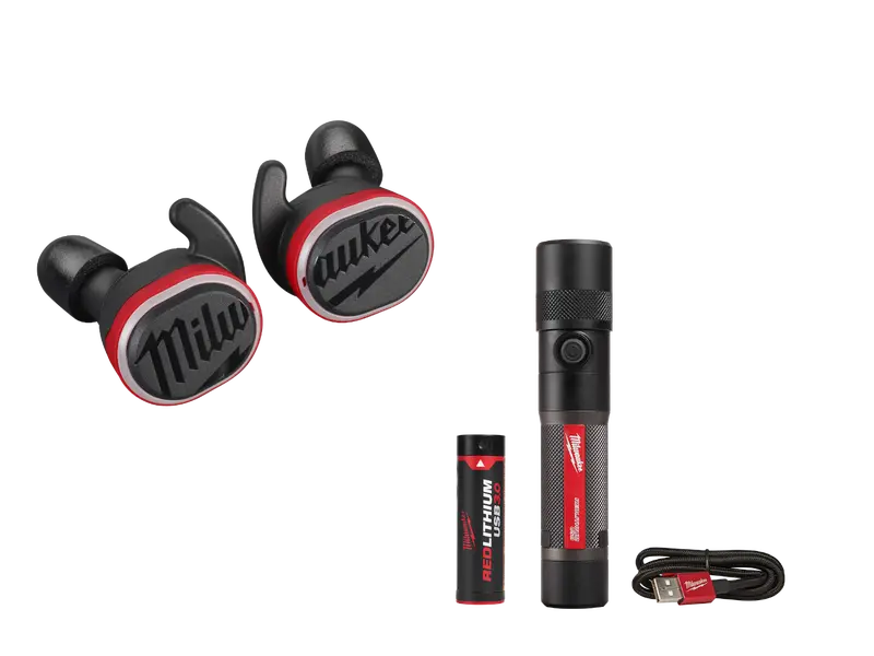Milwaukee 2191-21Fl Usb Cordless Jobsite Ear Buds W/ 1100L Flashlight 1