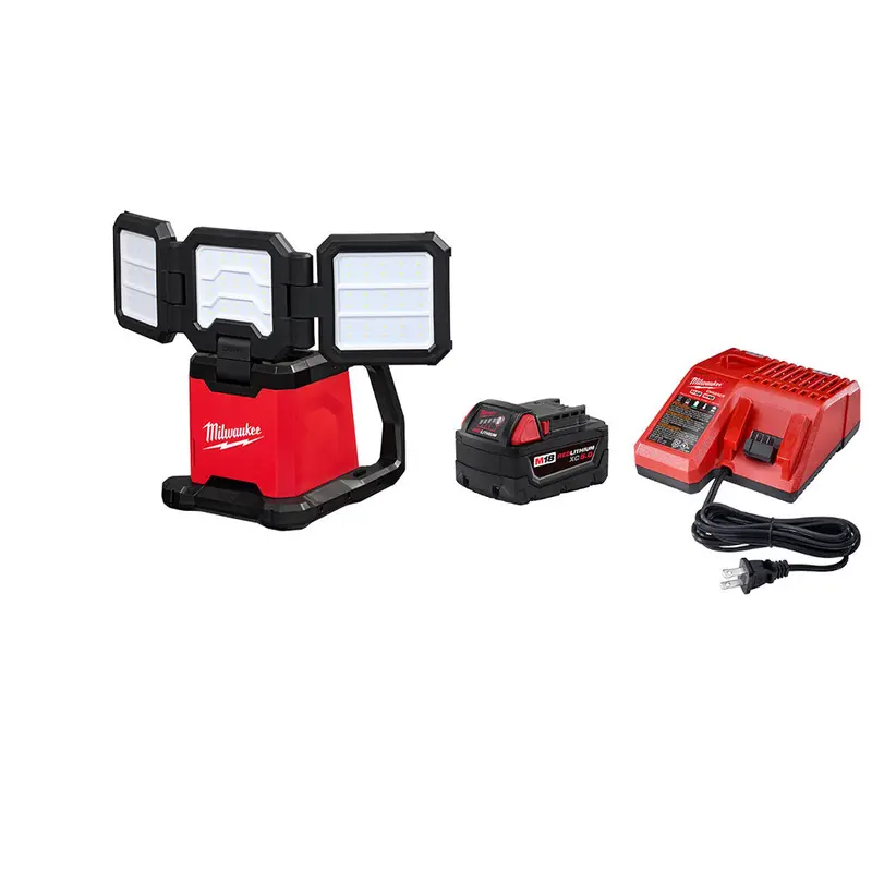 Milwaukee 2368-20Sk M18 18V Dual Power Triple-Panel Light W/ 5Ah Battery/Charger 1