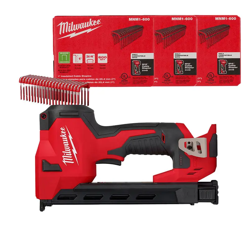 Milwaukee 2448-20 M12 12V Li-Ion Cable Stapler W/ 1800 Staples - Bare Tool 1