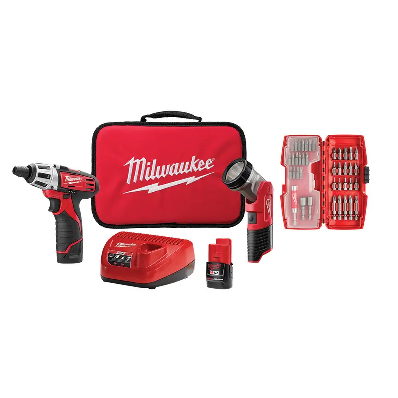 Milwaukee 2482-22 M12 12V Cordless Lithium-Ion Screwdriver Flashlight Combo Kit 1