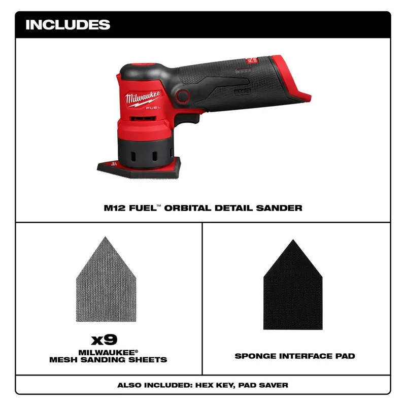Milwaukee 2531-20 M12 Fuel 12V Cordless Orbital Detail Sander - Bare Tool 2
