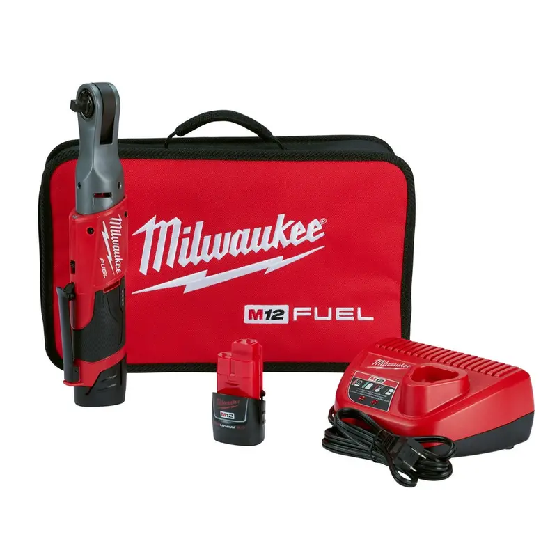Milwaukee 2557-22 M12 Fuel 12V 3/8-Inch 55-Ft-Lbs. Li-Ion Cordless Ratchet Kit 1