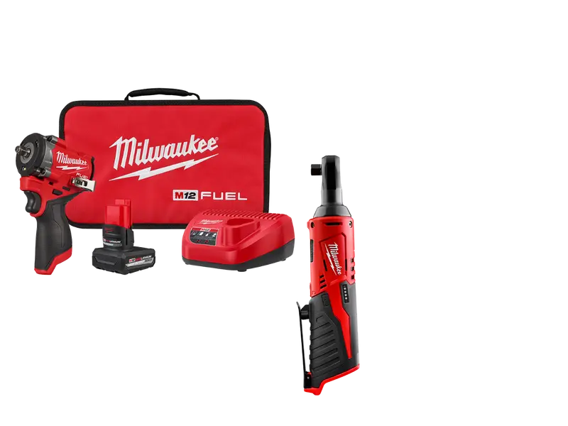 Milwaukee 2562-21Rt M12 Fuel Stubby 3/8" Impact Wrench Kit And Ratchet 1