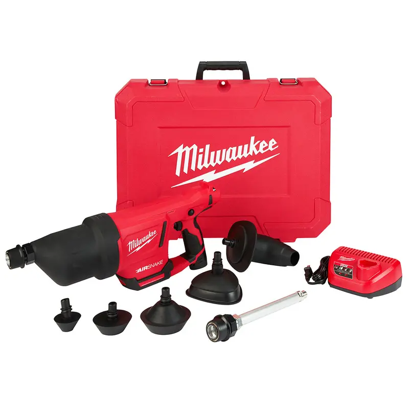 Milwaukee 2572B-21 M12 12V Airsnake Drain Cleaning Air Gun Kit W/ Attachments 1