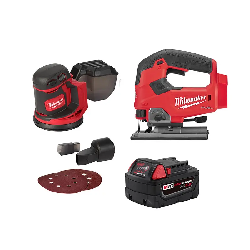 Milwaukee 2648-Jb M18 18V Cordless Sander / Jig Saw W/ 5.0 Ah Battery 1