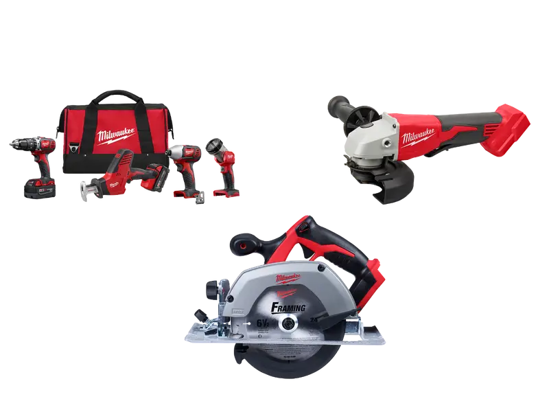 Milwaukee 2695-24C M18 18V 4 Tool Cordless Combo Kit W/ Circular Saw And Grinder 1