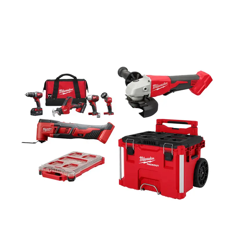 Milwaukee 2695-24Pok M18 18V 4-Tool Combo Kit W/Grinder, Multi-Tool, And Packout 1