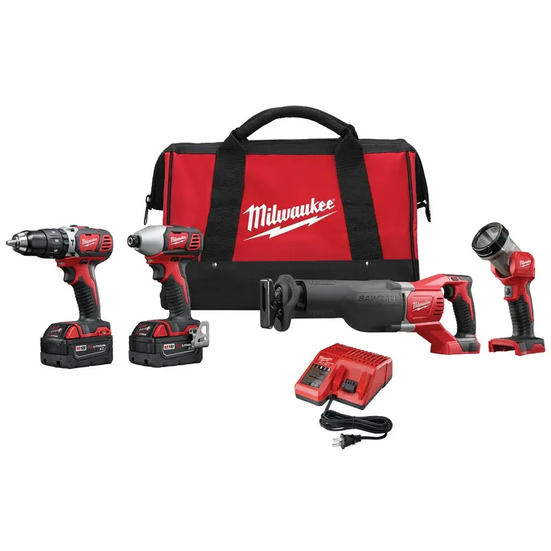 Milwaukee 2696-24 M18 18V Cordless Power Lithium-Ion 4-Tool Combo Kit 1