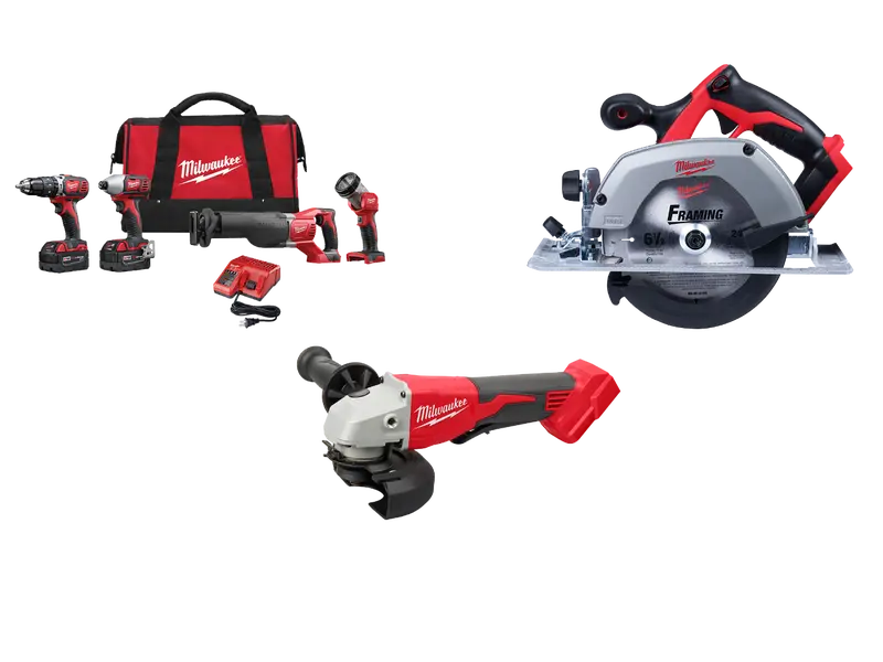 Milwaukee 2696-24B M18 18V 4 Tool Cordless Combo Kit W/ Cirular Saw And Grinder 1