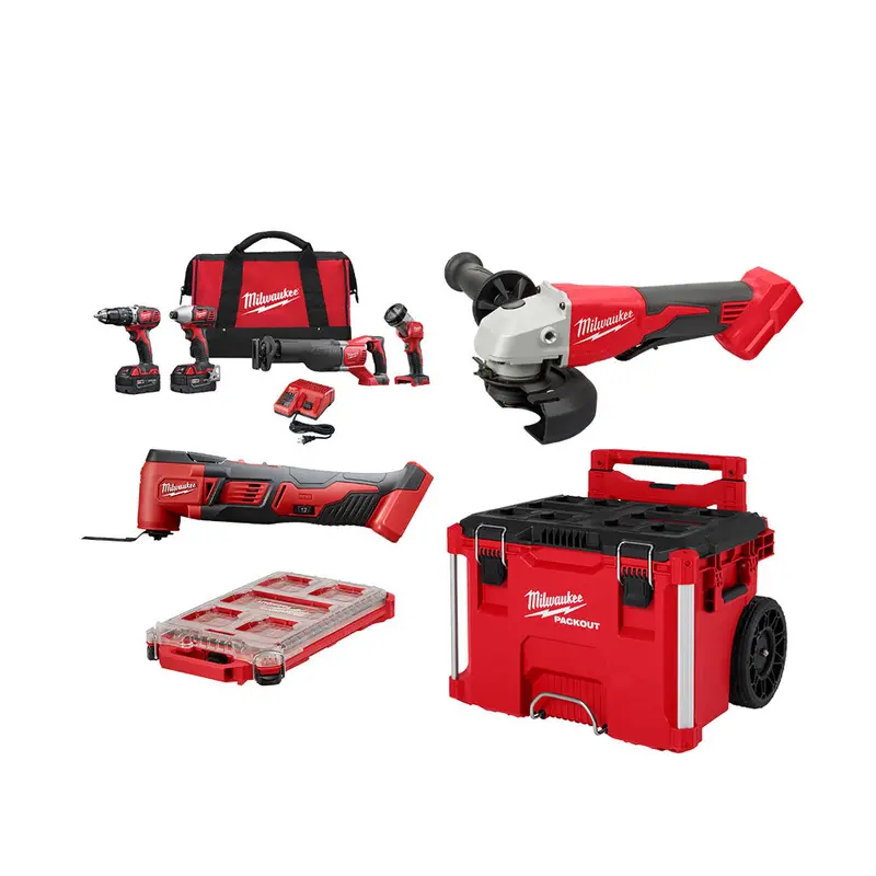 Milwaukee 2696-24Pok M18 18V 4-Tool Combo Kit W/Grinder, Multi-Tool, And Packout 1