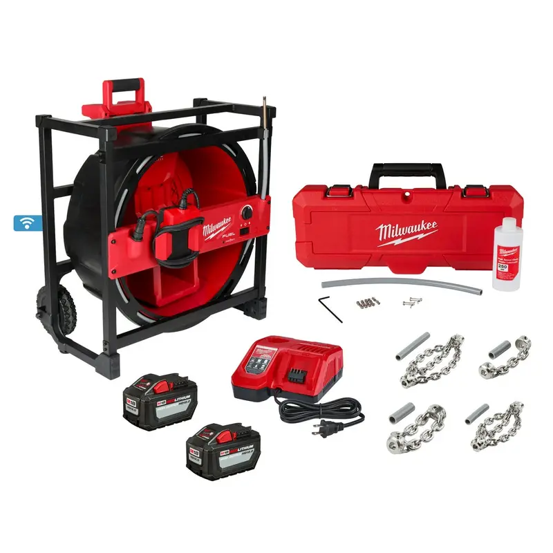 Milwaukee 2819-22 M18 Fuel 18V High Speed Chain Snake Kit For 1-1/2" – 4" Pipes 1