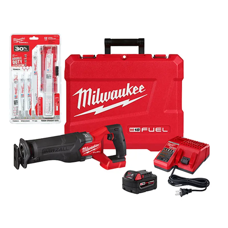 Milwaukee 2821-21Sz M18 Fuel 18V Sawzall Reciprocating Kit W/ 12 Sawzall Blades 1