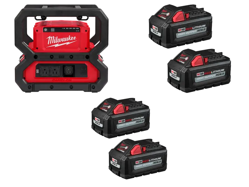 Milwaukee 2845-20X6 M18 18V 3600W/1800W Power Supply W/ 4 - 6Ah Batteries 1