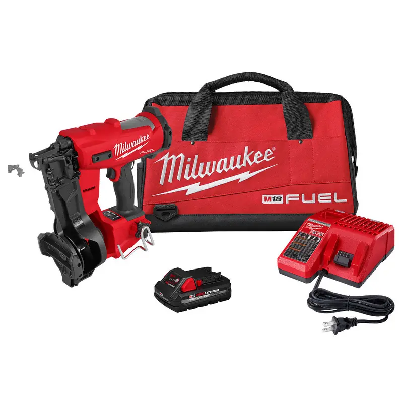 Milwaukee 2909-21 M18 Fuel 18V Cordless Li-Ion Coil Roofing Nailer Kit 1