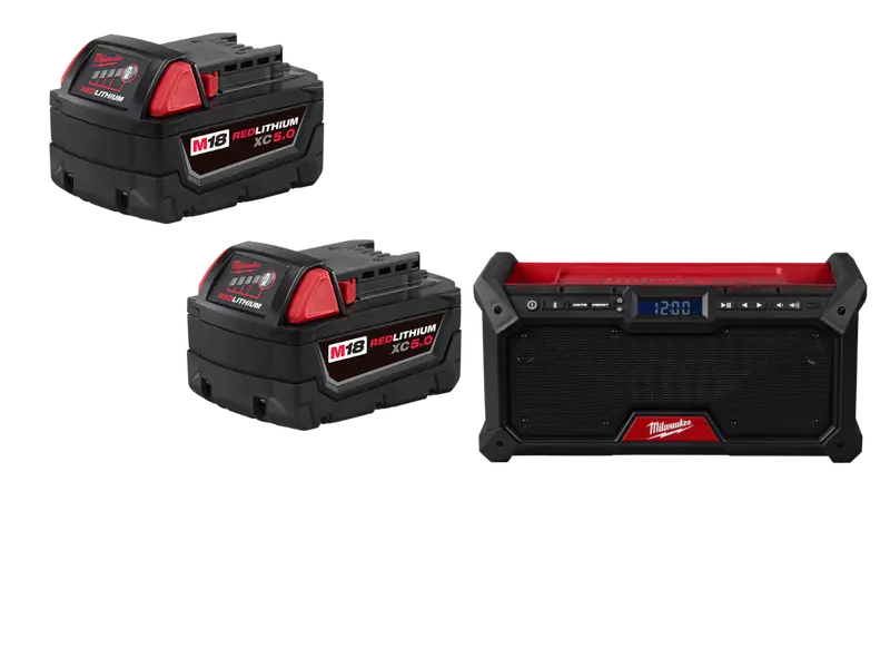 Milwaukee 2952-20B5 M18 18V Cordless Bluetooth Radio W/ 2 - 5Ah Batteries 1
