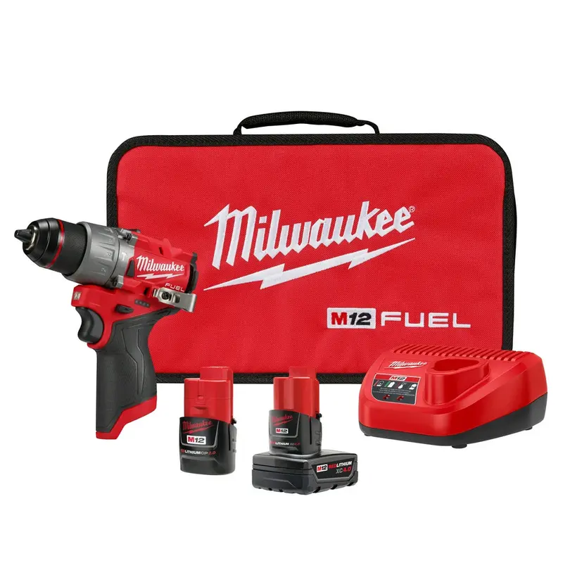 Milwaukee 3404-22 M12 Fuel 12V 1/2" Cordless Li-Ion Hammer Drill/Driver Kit 1