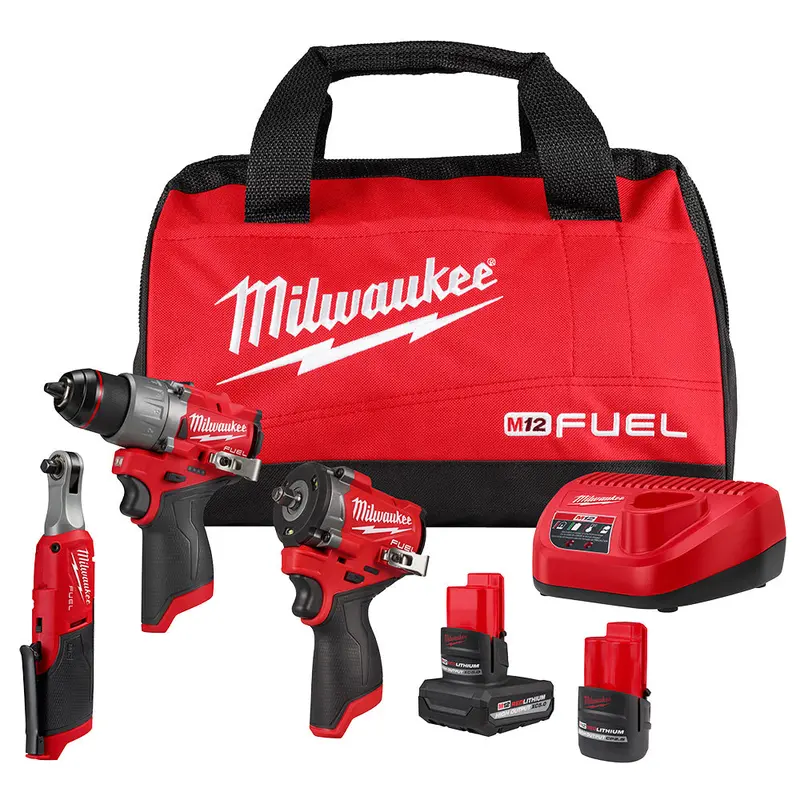 Milwaukee 3424-23 M12 Fuel 12V Lithium-Ion Cordless 3-Tool Combo Kit 1