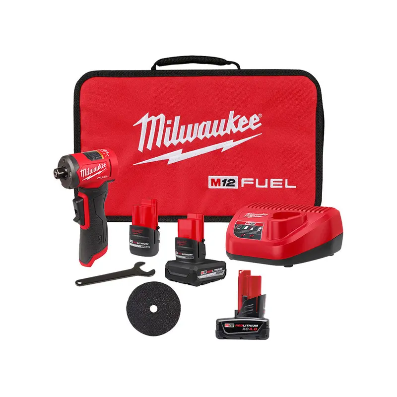 Milwaukee 3485-22B4w M12 Fuel 12V Right Angle Die Grinder Kit W/ 4Ah Battery 1