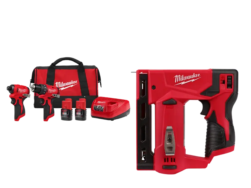 Milwaukee 3494-22Cs M12 12V 2-Tool Cordless Combo Kit W/ Crown Stapler 1