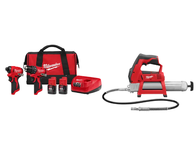 Milwaukee 3494-22Ggn M12 12V 2-Tool Cordless Combo Kit W/ Grease Gun 1