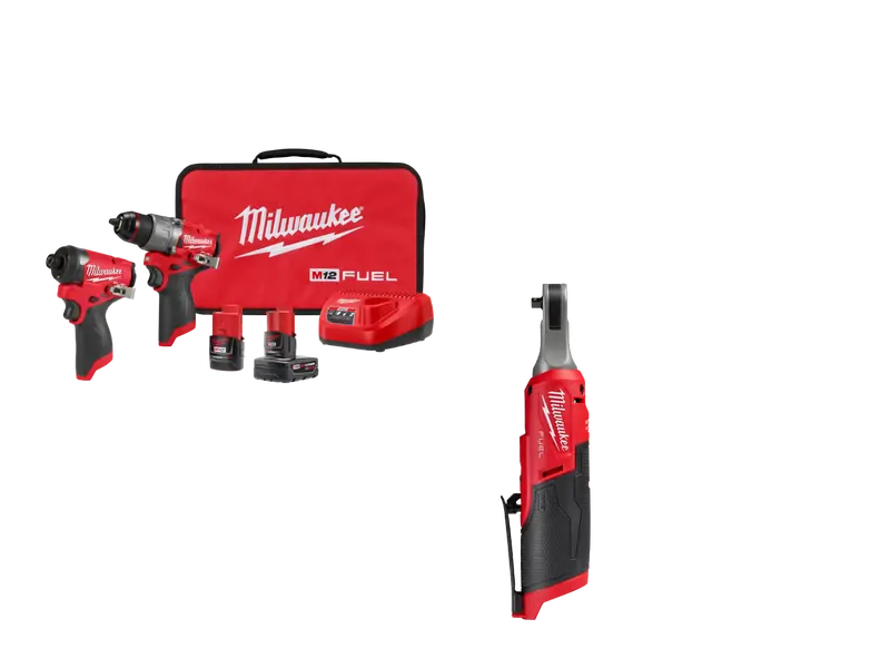 Milwaukee 3497-22Hsr M12 Fuel 12V 2-Tool Combo Kit W/ M12 1/4" Ratchet 1