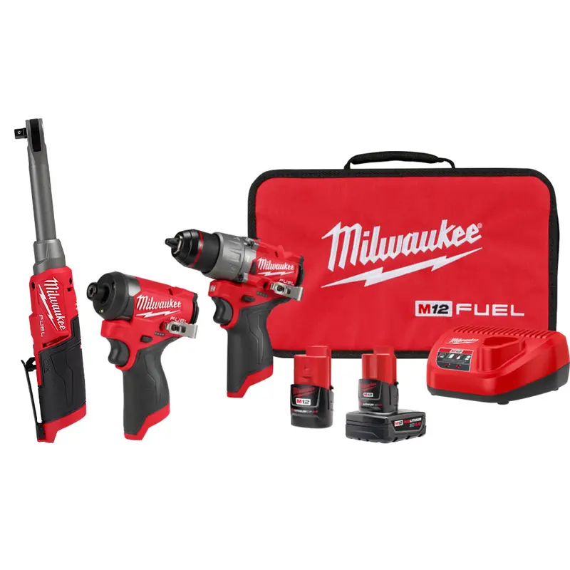 Milwaukee 3497-22Rat M12 Fuel 12V Cordless 2 Tool Combo Kit W/ 3/8" Ratchet 1