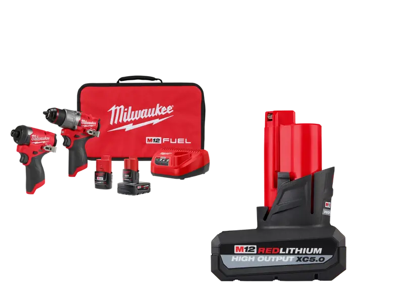 Milwaukee 3497-22X5ah M12 Fuel 2-Pc Combo Kit W/ Extra 5Ah Battery 1