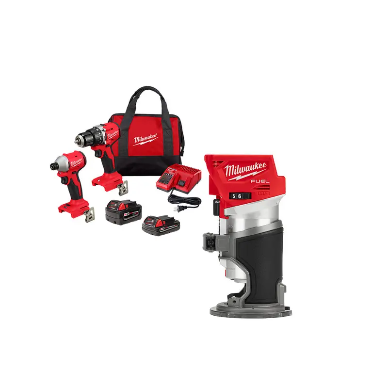 Milwaukee 3693-22Cxvcr M18 Compact Brushless 2-Tool Combo Kit W/ Router 1