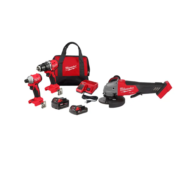 Milwaukee 3693-22Cxvgr M18 Compact Brushless 2-Tool Combo Kit W/ Grinder 1