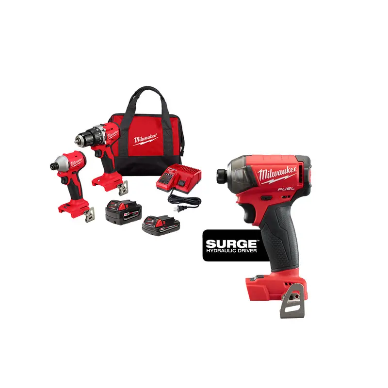 Milwaukee 3693-22Cxvhd M18 Compact Brushless 2-Tool Combo Kit W/ Surge Driver 1