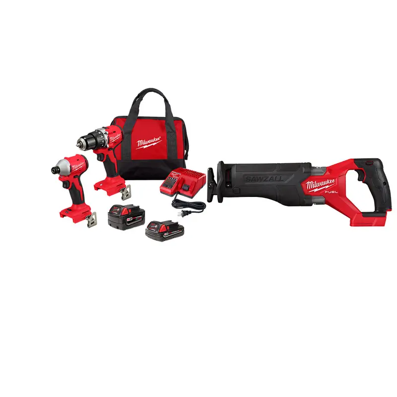 Milwaukee 3693-22Cxvsz M18 Compact Brushless 2-Tool Combo Kit W/ Sawzall 1