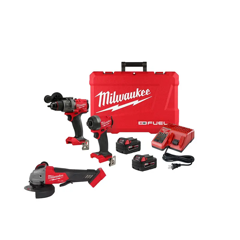 Milwaukee 3697-22Gr M18 Fuel 18V Cordless Drill / Driver Kit W/ M18 Fuel Grinder 1