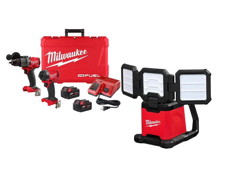 Milwaukee 3697-22Light M18 Fuel 18V 2-Tool Combo Kit W/ M18 Triple Panel Light 1