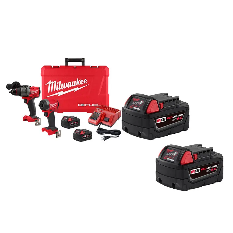 Milwaukee 3697-22X5 M18 Fuel 18V 2-Tool Cordless Combo Kit W/ 5Ah Battery 2 Pk 1