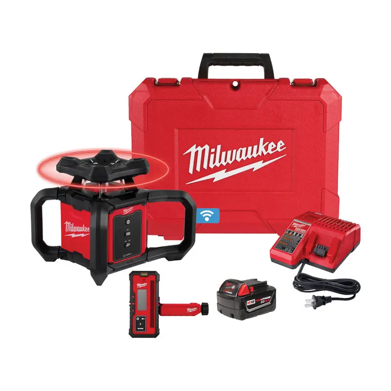Milwaukee 3701-21 M18 18V Red Exterior Rotary Laser Level Kit W/ Receiver 1