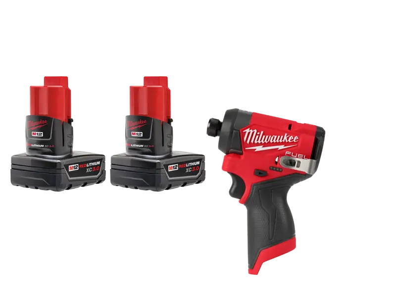 Milwaukee 48-11-2412Id M12 12V Redlithium Xc Battery - 2 Pk W/ Impact Driver 1