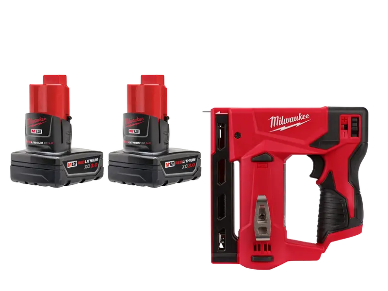 Milwaukee 48-11-2412Stpr M12 12V Redlithium Xc Battery - 2 Pk W/ Crown Stapler 1