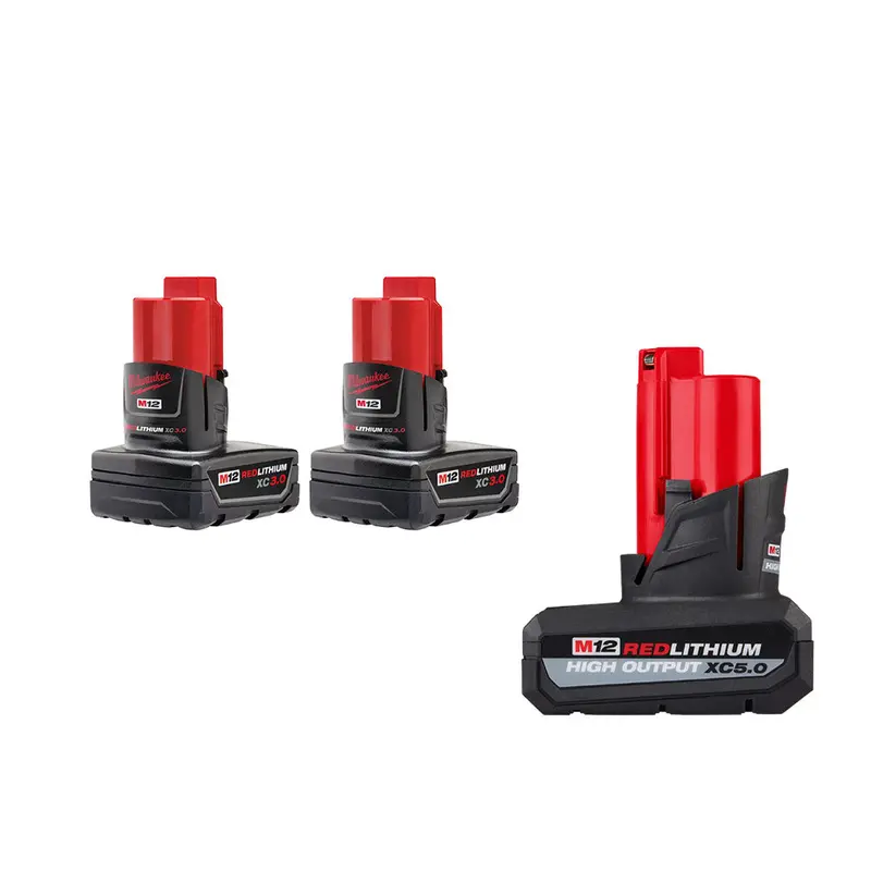 Milwaukee 48-11-2412X5 M12 12V 3Ah 2 Pack Battery Bundle W/ 5Ah Battery 1