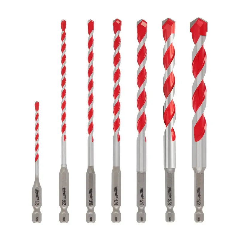 Milwaukee 48-20-9057 Shockwave Hex Shank Large Carbide Hammer Bit Kit - 7 Pc 1