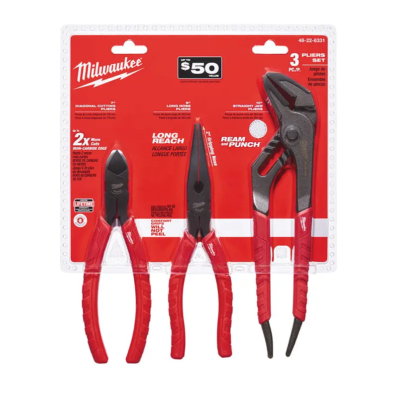 Milwaukee 48-22-6331 Comfort Grip Pliers Kit - 3 Pc 1