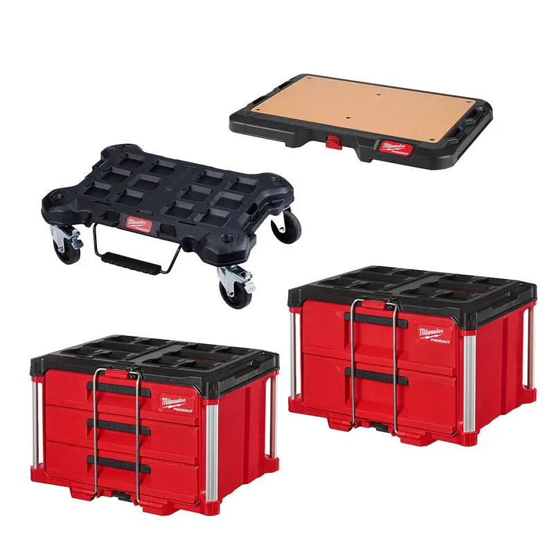Milwaukee 48-22-8442Po Packout 3 / 2 Drawer Combo Tool Box W/ Work Top / Dolly 1
