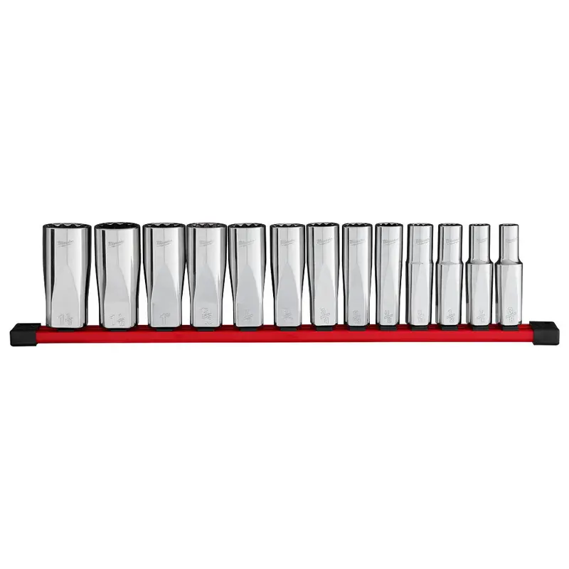 Milwaukee 48-22-9424 1/2" Drive 12-Point Deep Well Sae Socket Set - 13 Pc 1