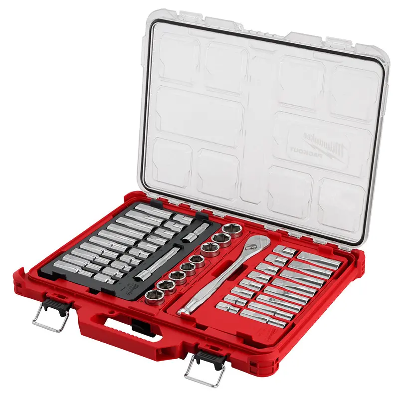 Milwaukee 48-22-9487 47 Pc 1/2" Drive Ratchet/Socket Set W/ Packout Organizer 1