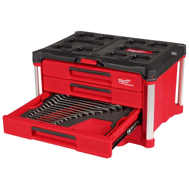 Milwaukee 48-22-9492 Metric/Sae Wrench Set W/ Packout 4 Drawer Tool Box - 60Pc 1
