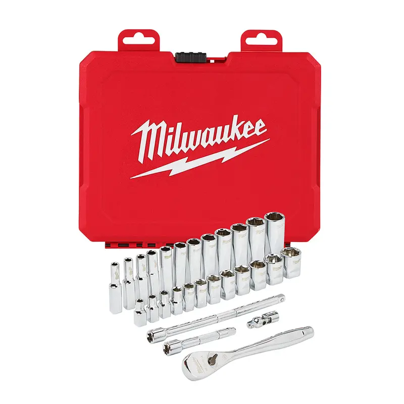 Milwaukee 48-22-9504 1/4-Inch Drive Durable Metric Ratchet And Socket Set - 28Pc 1