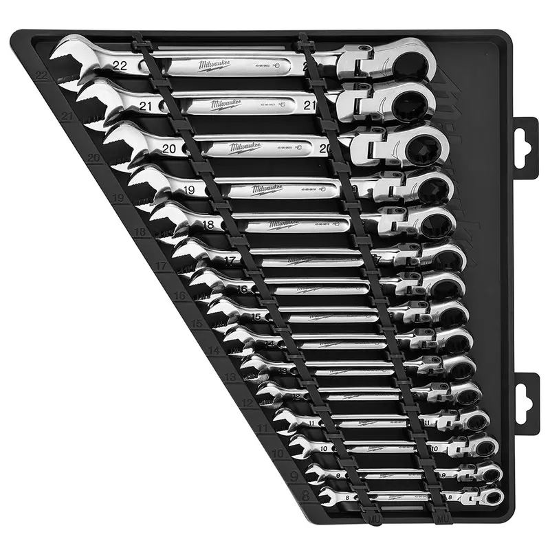 Milwaukee 48-22-9513 Flex Head Ratcheting Metric Combination Wrench Set - 15 Pc 1