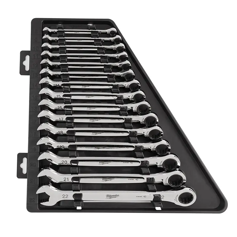 Milwaukee 48-22-9516 Durable Metric Ratcheting Combination Wrench Set - 15Pc 1