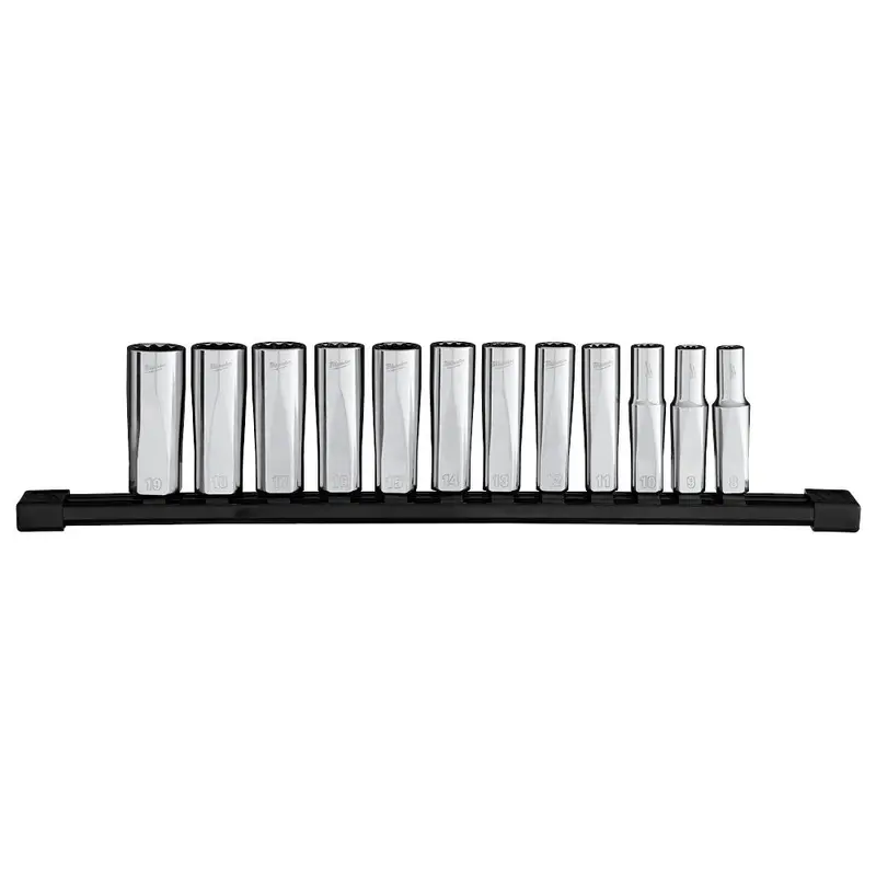 Milwaukee 48-22-9521 3/8" Drive 12-Point Deep Well Metric Socket Set - 12 Pc 1