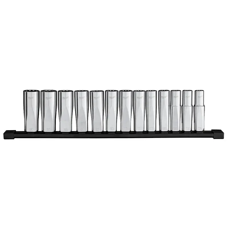 Milwaukee 48-22-9524 1/2" Drive 12-Point Deep Well Metric Socket Set - 13 Pc 1